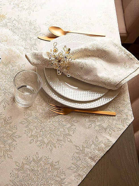 DII Holiday Dining Table Linen Sparkle Metallic Kitchen Décor, Napkin Set, 20x20, Jacquard Snowflakes, 6 Piece...