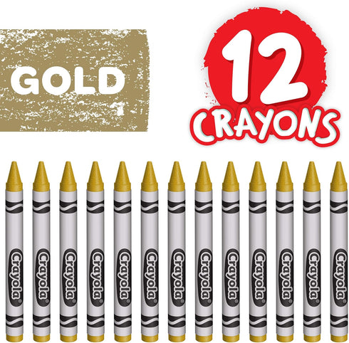 Crayola Crayons, Gold, Single Color Crayon Refill, 12 Count Bulk Crayons, School Supplies...