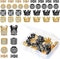 40 Pieces King Crown Charms 8mm Round Rhinestone Beads Hexagon Big Hole Spacer Beads Bracelet Connector for DIY Xmas Jewelry Crafts Making (Black ...