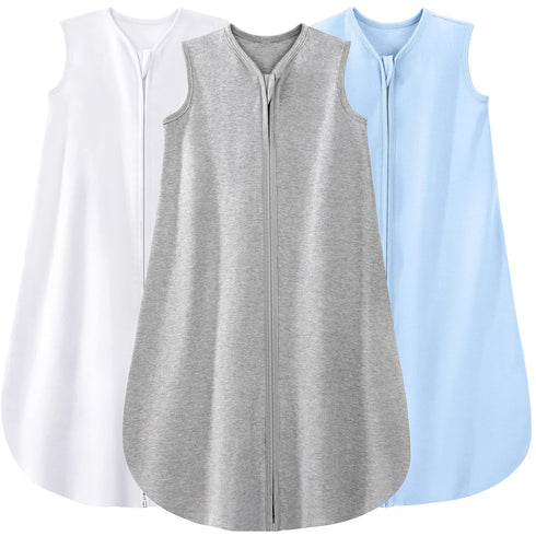 Yoofoss Baby Sleep Sack 3-6 Months 100% Cotton 0.5 TOG Baby Sleeping Bag 2-Way Zipper Toddler Wearable Blankets 3 Pack Breathable Lightweight (Sma...
