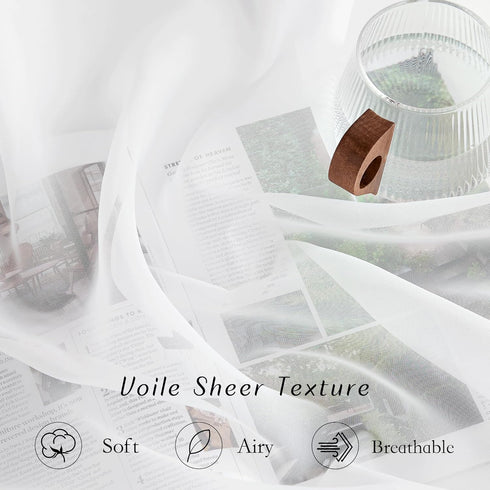 NICETOWN Airy Sheer Window Curtains 54 inch Length for Bedroom, Grommet Solid Ivory Voile Sheer Texture Soft Window Treatment for Bathroom/Living ...