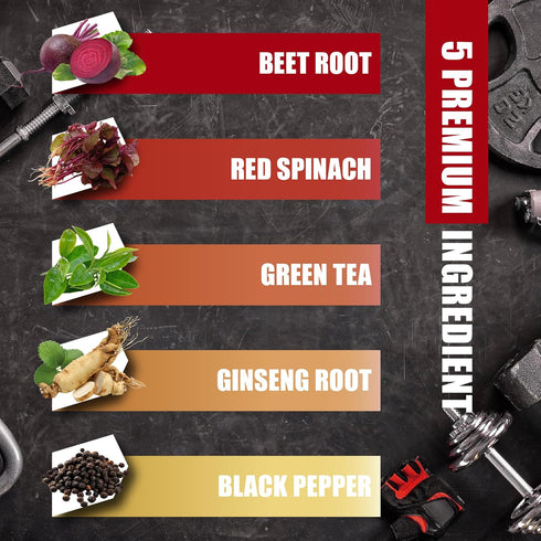 Beet Root, Green Tea, Red Spinach, Ginseng, Black Pepper - 150 Capsules - Supports Digestive, Immune System, Energy Levels - 5 Month Supply...