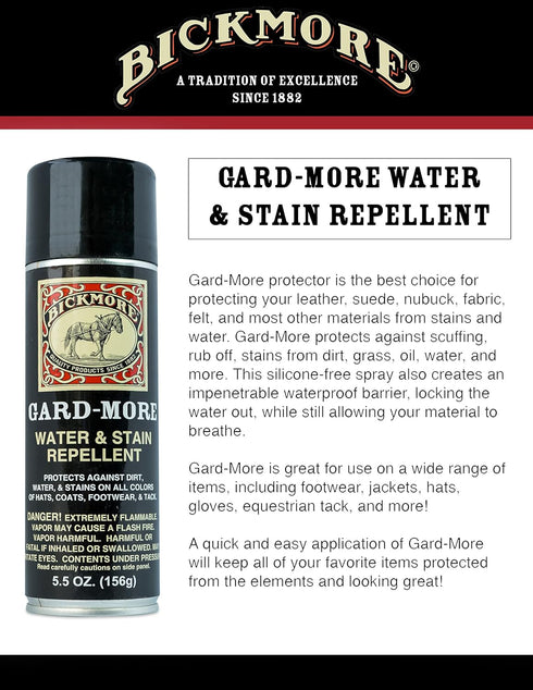 Bickmore Gard-More Water & Stain Repellent 5.5oz- Leather Protector and Suede Protector Waterproofing Spray Guard for Boots, Shoes, Clothing, Hats...