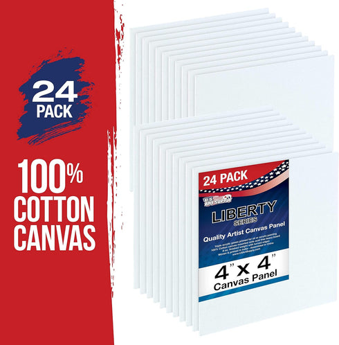 US Art Supply 4 X 4 inch Professional Artist Quality Acid Free Canvas Panel Boards 24-Pack (1 Full Case of 24 Single Canvas Panel Boards)...