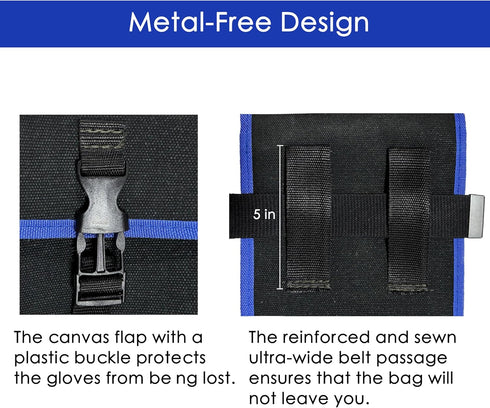 Cotton Twill Canvas Gloves Bag for Rubber Insulating Electrical high voltage insulated Gloves, Black (Pack of 1)...