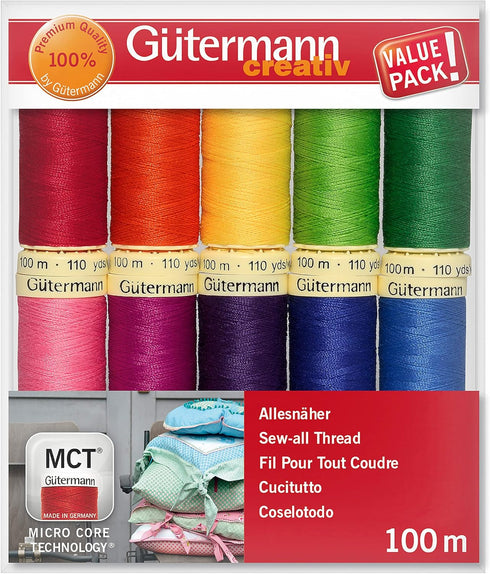 Gutermann Sew-All Colorful Set 100% Polyester Thread Set 10 x 100m Reels...