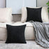 Home Brilliant Striped Corduroy Pillow Covers for Bed Set of 2 Supersoft Velvet Square Fall Decorative Pillow Cases, 18 x 18 inch, Black...