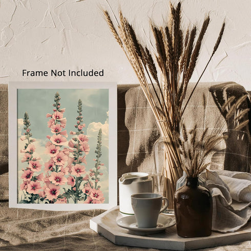 Posterizer 1 pcs-dainty pastel pink wild flowers-girly aesthetic-Floral & Botanical Art-Abstract & Modern Art-Decor for Home & Office- UNFRAMED Wa...
