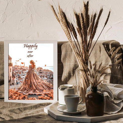 Posterizer 1 pcs-Happily Ever After-fairytale bride-Valentine's day inspired art-Romantic Art-Holiday Poster-Gift for Couples boyfriend girlfriend...