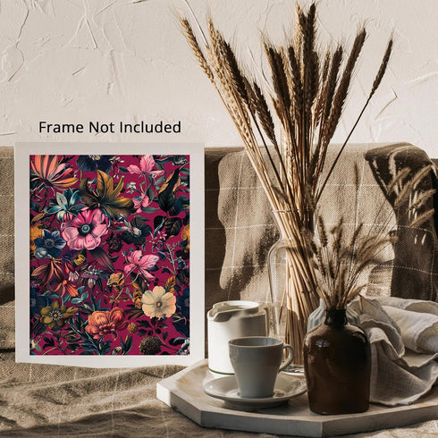 Posterizer 1 pcs-pink , blush unique flowers-purple background-Floral & Botanical Art-Abstract & Modern Art-Decor for Home & Office- UNFRAMED Wall...