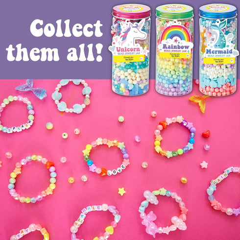 Creativity for Kids Rainbow Bead Jar Jewelry Making Kit: Makes 40+ Friendship Bracelets, DIY Crafts for Girls, Girls Gifts Ages 6-8+, Easter Baske...