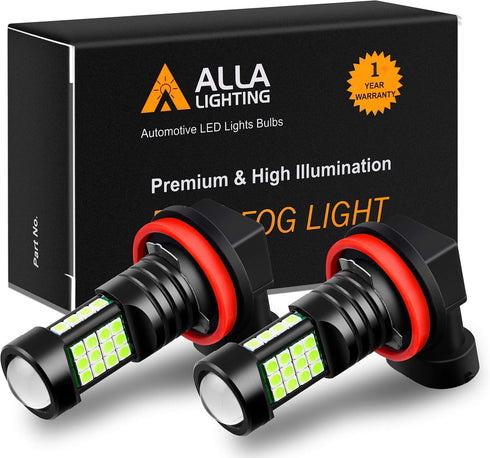 Alla Lighting H8 H11 LED Bulbs, Fog Lights or DRL Lamps Replacement 8000K Ice Blue 12V H11LL H8LL H16 for Cars, Trucks, Xtreme Super Bright 3030 3...