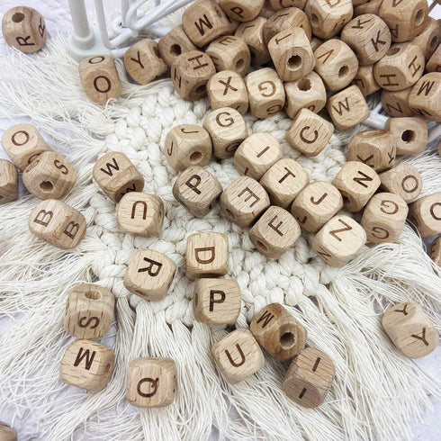 Wooden Alphabet 26 Letter Beads 12mm 104pc Wood Loose Beads for Jewelry Keychain Making...