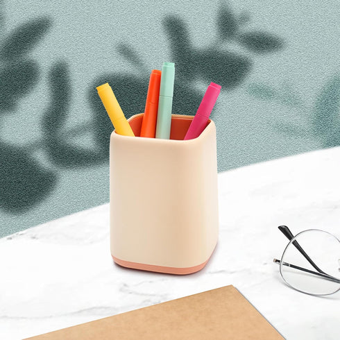 Pencil Holder, Makeup Brush Holder Desktop Organizer Storage Case Scandinavian Design for School Home Office Supplies (Pink)...