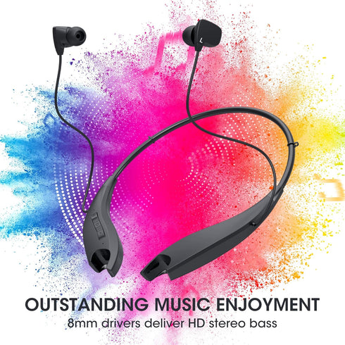 Neckband Bluetooth Headphones, Around The Neck Headphones 24H+ Playtime, Bluetooth Headsets with Call Vibration, Shark Jaw Design Wireless Earbuds...