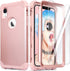 IDweel for iPhone XR Case with Tempered Glass Screen Protector for Women, 3 in 1 Shockproof Slim Hybrid Heavy Duty Hard PC Cover Soft Silicone Bum...