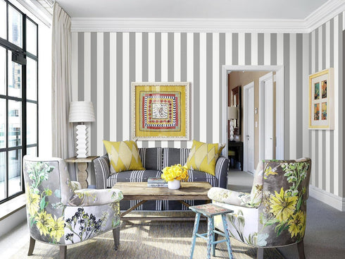 Erfoni Grey and White Wallpaper Striped Contact Paper Peel and Stick Wallpaper Modern Self Adhesive Contact Paper 17.7"x118" DIY Wallpaper Striped...