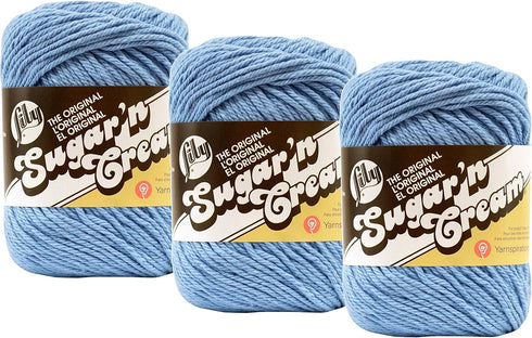 Bulk Buy: Lily Sugar 'n Cream Solids 100% Cotton Yarn (3-Pack) (Light Blue #0026)...