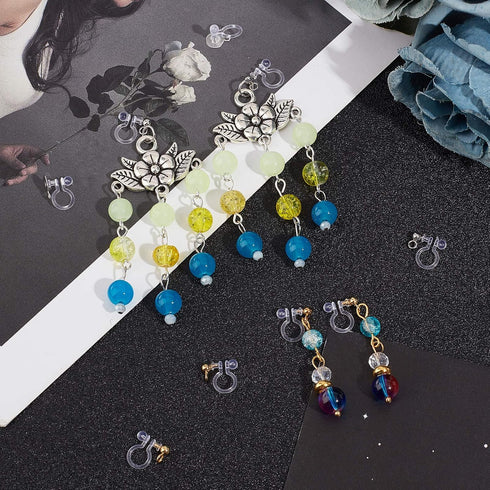 UNICRAFTALE about 30pcs 3 Styles Clip-on Earring Component 304 Stainless Steel Findings Golden & Stainless Steel Color Clip-on Earring with Loop f...