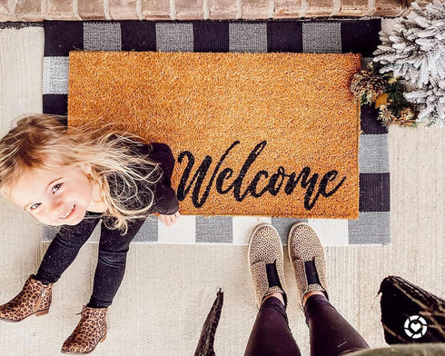 KOZYFLY Buffalo Plaid Area Rugs 2x3 Ft Black and White Checkered Rug Washable Front Door Mat Hand Woven Cotton Outdoor Rug Small Rug for Front Por...