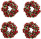 Christmas Red & Green Frosted Berry 5.75" Mini-Wreath/Candle Ring OR Set of 4 Napking Rings/Tiny Wreath Ornaments (4, 3.75 inch)...