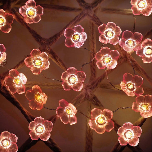 Cherry Blossom Flower String Light, 40 LED 13FT Pink Sakura Fairy Lights Christmas Decorative Lights Battery Powered Novelty Light for Girls Bedro...