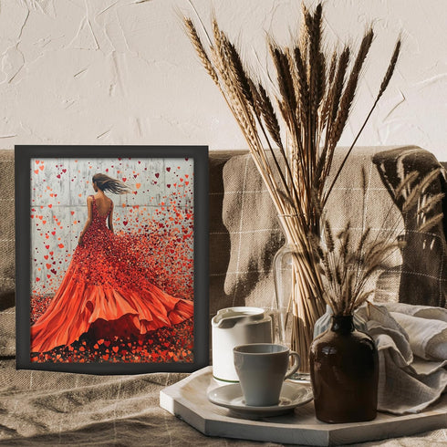 Posterizer 1 pcs-woman and cute colorful hearts-Valentine's day art -2-Romantic Art-Holiday Poster Collection-Gift for Couples boyfriend girlfrien...