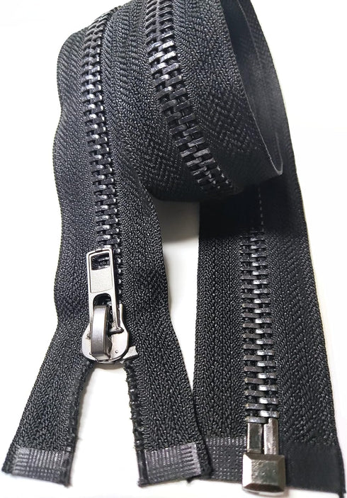 Leekayer #10 24 Inch Metal Zipper Black Nickel 60cm Separating Zipper for Sewing Crafts Jacket Coat Bags Dress Vest Luggage DIY Handmade Replaceme...