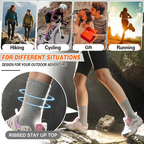 Sandsuced 5 Pack Merino Wool Hiking Socks for Women Warm Winter Thick Thermal Cozy Boot Work Soft Ladies Socks...
