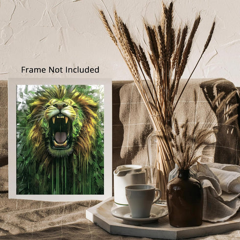 Posterizer 1 pcs-neon colorful abstract street art of a roaring lion -3-Art for Animal Lovers-Abstract & Modern Art-Gift for Street Art, Mural Fan...