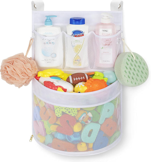 Baby Bath Toy Organizer, quick drying? and mould proof, Multiple-Suspension Bath Toy Holder, Large Capacity Multi Use Bathtub Toy Storage Bag?1 La...