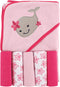 Luvable Friends Unisex Baby Hooded Towel with Five Washcloths, Girly Whale, One Size...