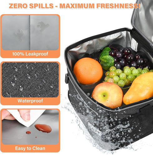 Tirrinia Insulated Lunch Box for Men/Women, Leakproof Lunch Bag for School Work, Large Lunch Tote Kids Boys Girls Student Back to School, Soft Coo...