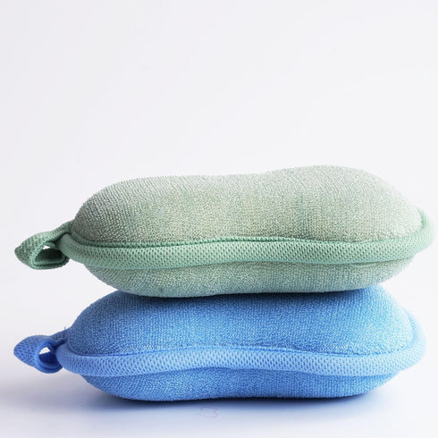 Baby Bath Sponge - Ultra Soft Baby Sponge for Bathing - Kids Bath Sponges for Infants, Toddler Bath Time, 2 Count (1 Pack) - Green Blue...