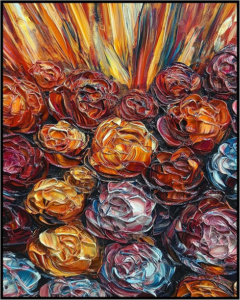 Posterizer 1 pcs-oil painting inspired-vibrant bouquet of flowers 1-Floral & Botanical Art-Collectibles & Fine Art-Decor for Home & Office- unfram...