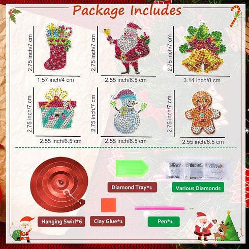 Diamond Painting Hanging Swirl Decorations 6Pcs Xmas Diamond Art Hanging Swirls Ceiling Gingerbread Man Snowman Hanging Swirls for Party Supplies ...