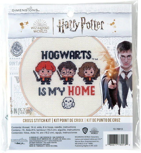 Dimensions 72-76913 Hogwarts Harry Potter Counted Cross Stitch Kit for Beginners, 6" D, 14 Cnt. Ivory Aida, 5pcs...
