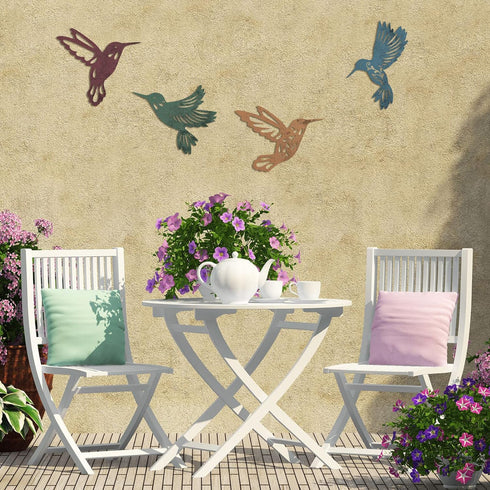 Teling 4 Pcs Metal Hummingbird Wall Art Metal Dragonfly Wall Decor for Modern Farmhouse Rustic Home Living Room Bedroom Kitchen Patio Indoor Outdo...