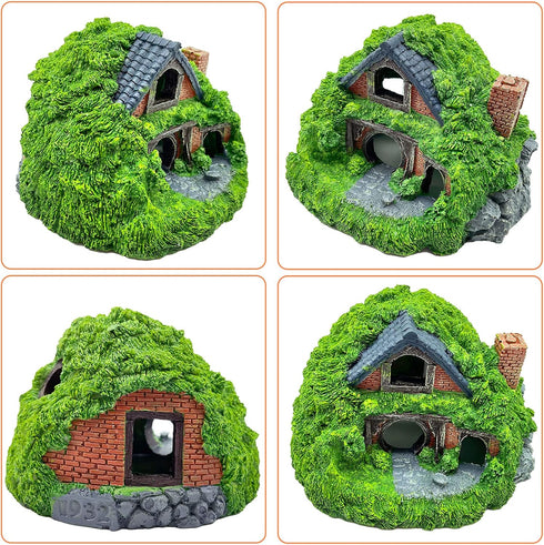 Tfwadmx Aquarium Decoration Hobbit House Resin Betta Hideout Cave Small Aquarium Decor Hollow Hole Shelter Fish Tank Hut Ornaments Mini Garden Lan...