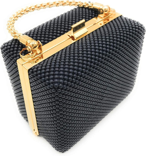 XX-Small clutch Metal beaded mesh evening box purse for Cocktail Party Prom Wedding Banquet...