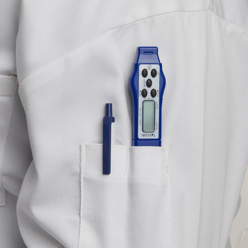 Taylor 9877FDA Compact Waterproof Digital Food Thermometer, 2.81 Inch Stem Length with FDA-Recommended 1.5mm Probe, NSF Certified, Blue...