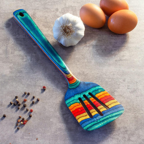 Baltique Montego Bay Collection 12-1/2" Wooden Slotted Spatula, Safe for Nonstick...