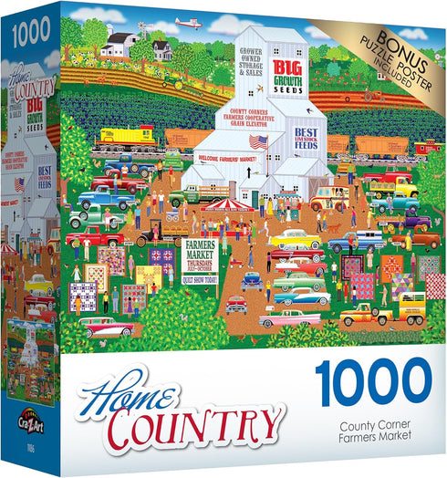RoseArt - Home Country - County Corner Farmer's Market - 1000 Piece Jigsaw Puzzle for Adults...