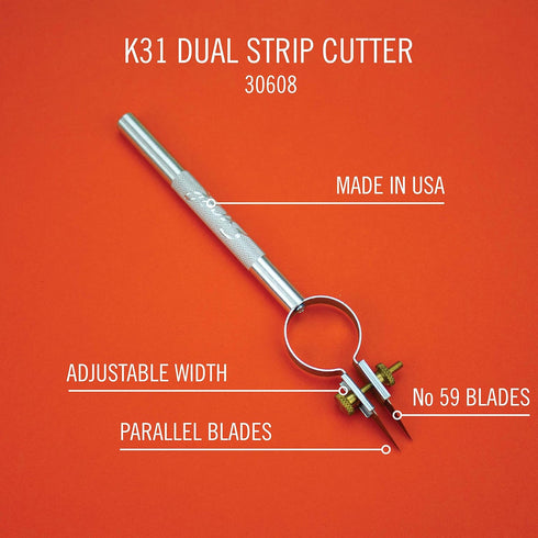 Excel Blades Adjustable Width Strip Cutter – Dual #59 Blades, Precision Cutting Tool for Paper, Vinyl, Leather, Foam, Clay & Crafts – Aluminum Bod...