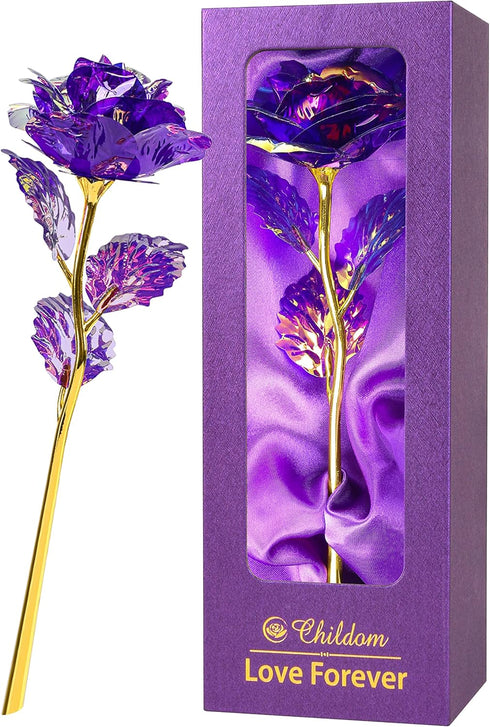 Childom Birthday Gifts for Women,Christmas Rose Gifts for Her Mom,Purple Rose Present for Her,Sweet Artificial Flower for Wife,Grandma,Women,Chris...