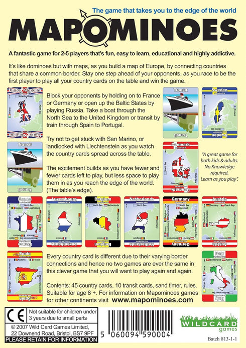MAPOMINOES EUROPE – The Ultimate Geography Game – Fun and educational travel card game about connecting European countries for kids teens and adul...