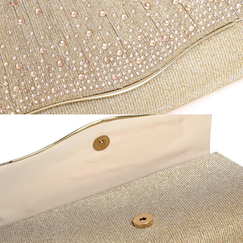 Gurina Women's Evening Handbag Rhinestone Clutch Purse Glitter Sequins Shoulder Crossbody Handbag for Women Wedding Party...