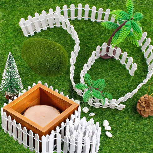 Miniature Dollhouse Fairy Garden Fence Decorative Picket Fence for DIY Diorama Crafts Project,40 Inches Long x 2 Pack (2 Pack of White)...