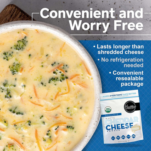Healthier Comforts Organic White Cheddar Cheese Powder | Gluten Free, Kosher, Keto-Friendly, Non-GMO, Antibiotic & Hormone Free | Perfect for Popc...