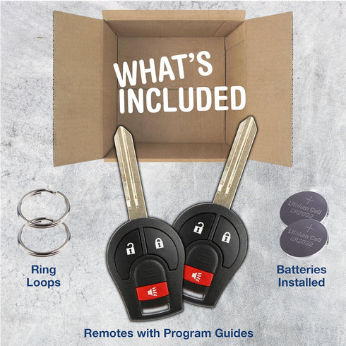 2x KeylessOption Key Fob Replacement for 2003 2004 2005 2006 2007 2008 2009 2010 2011 2012 2013 2014 2015 2016 2017 2018 2019 Nissan Infiniti Remo...